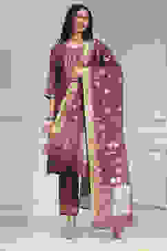 Old Rose Solid Straight Suit Set image number 6