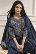 Blue Pure Cotton Printed Straight Suit Set
