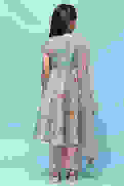  Green Cotton Tissue Anarkali With Palazzo & Net Dupatta image number 5