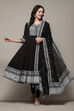 Black Cotton Anarkali Kurta Churidar Suit Set image number 0