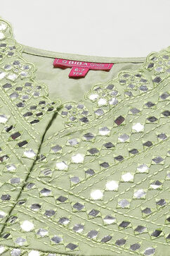 Green Modal Blend Straight Embroidered Lehenga Set image number 1