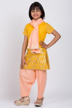 Yellow Poly Cotton Straight Kurta Salwar Suit Set image number 2