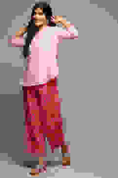 Pink Cotton Blend Kurti image number 0