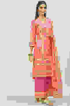 Fuschia Viscose Straight Kurta Palazzo Suit Set image number 6