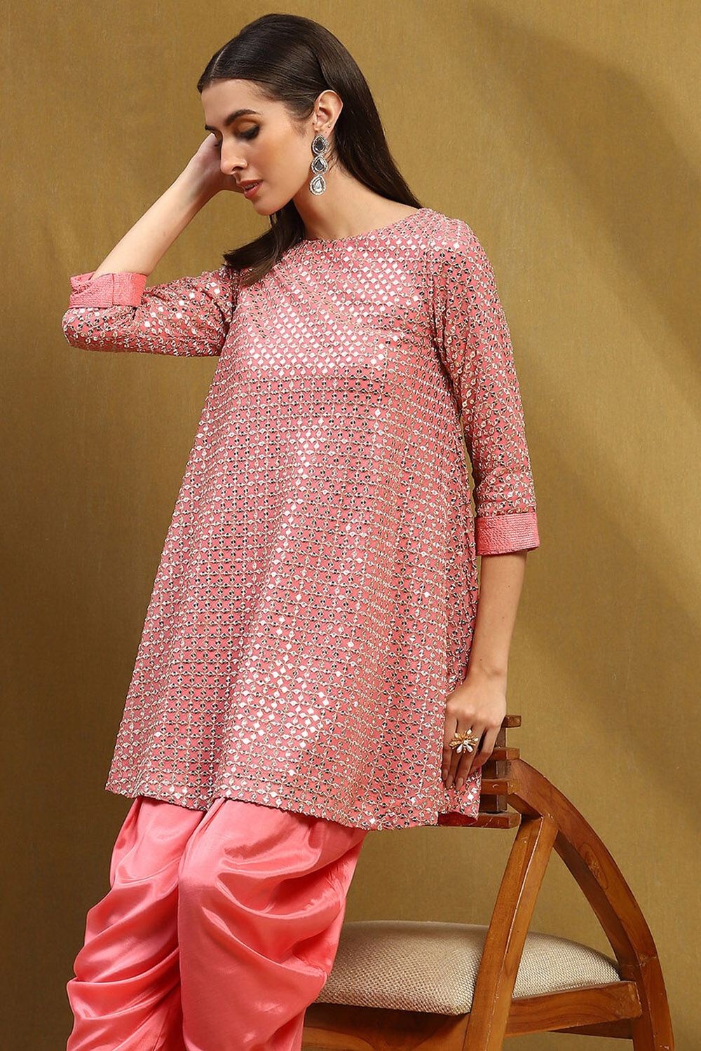 Aqua Blue Viscose Blend Embellished Asymmetric Kurta Set image number 7