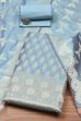 Blue Cotton Printed Embroidered Unstitched Suit Set image number 0