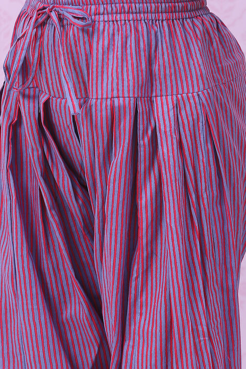 Pink Cotton Flared Printed Kurta Set image number 2