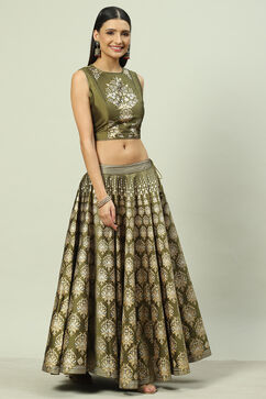 Mehndi Art Silk Lehenga Set image number 5