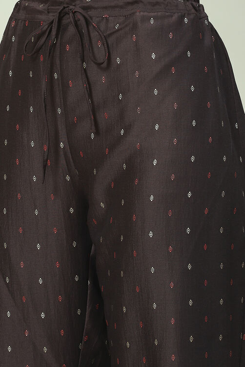 Chocolate Brown Poly Viscose Straight Kurta Sharara Suit Set image number 3