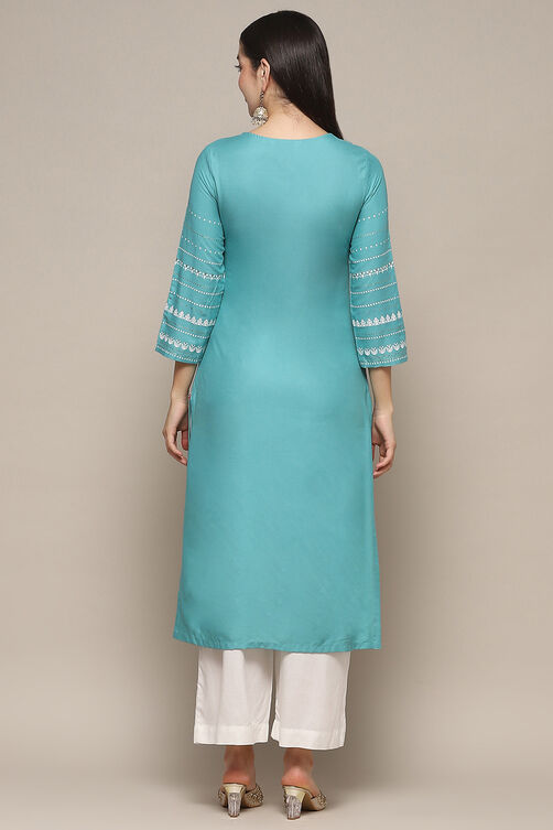 Pink Rayon flax Relaxed Kurta Palazzo Suit Set image number 4