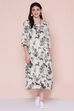 Off White Cotton Flax Printed Kurta Dress image number 0