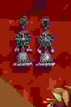 Green Brass Jhumka image number 0