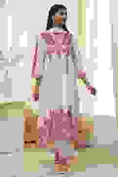 White and Red Cotton Asymmetric Suit Set image number 6