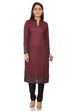 Red Poly Cotton Straight Printed Kurta image number 3