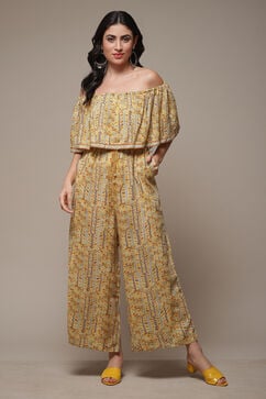 Yellow LIVA Printed Jumpsuit image number 1