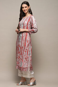 Coral Viscose Straight Kurta image number 2