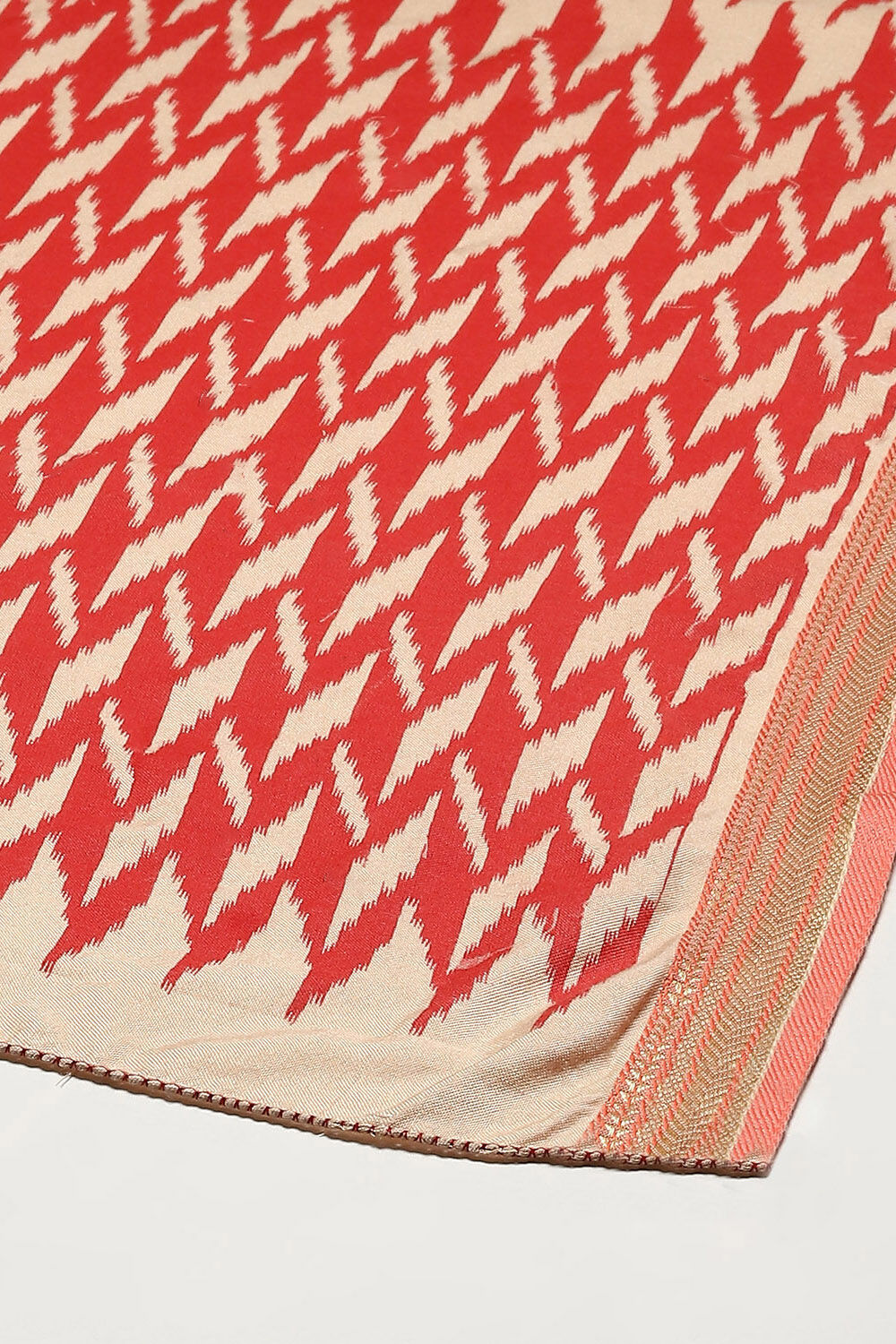 Pink Cotton Handloom Unstitched Suit Set image number 4