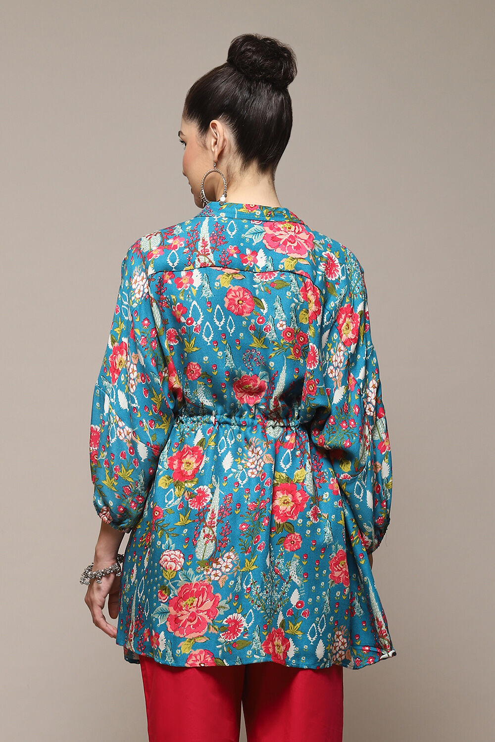 Teal LIVA Printed Top image number 4