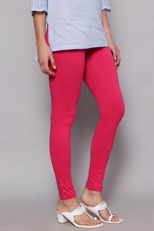 Navy Cotton Blend Solid Leggings image number 3