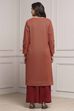 Rust Polyester Yarndyed Straight Kurta image number 3