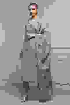 Blue Cotton Blend Hand Embroidered Unstitched Suit Set image number 4