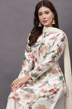 Rohit Bal Off White Cotton Silk Straight Printed Suit Set image number 7
