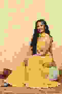 Yellow Polyester Dyed Straight Sharara Suit Set image number 0