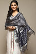 Navy Cotton Blend Yarndyed Dupatta image number 1