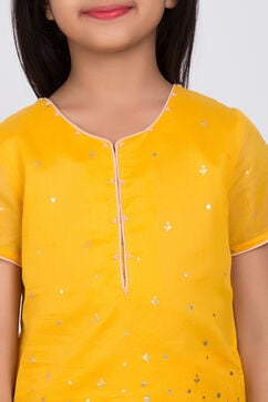 Yellow Poly Cotton Straight Kurta Salwar Suit Set image number 1