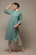 Fern Green Acrylic Straight Yarndyed Kurta image number 0