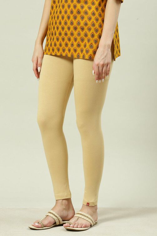 Black Cotton Blend Solid Leggings image number 0
