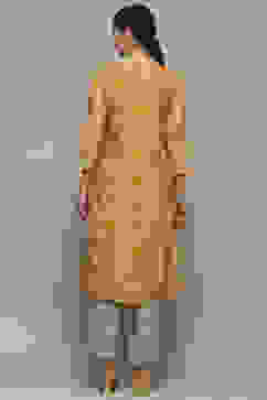 Mango Yellow Viscose Straight Suit Set image number 5