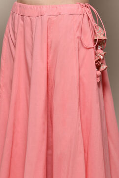 Pink Cotton Anarkali Lehenga Set image number 2