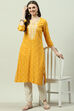 Warm Mustard LIVA Straight Printed Kurta image number 0