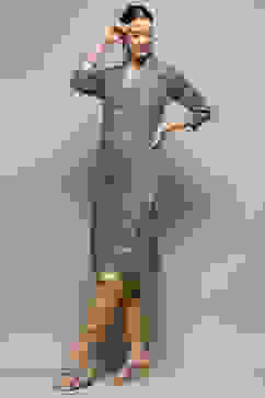 Blue Floral Printed Regular Fit Straight Kurta image number 3