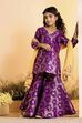 Purple Floral Printed Straight Kurta Set image number 0