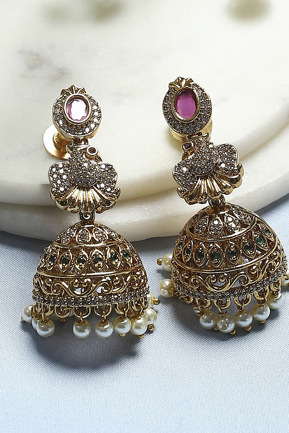 Red Gold Alloy Jhumka image number 0