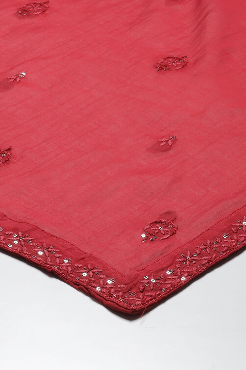 Cherry Red Cotton Straight Kurta Salwar Suit Set image number 3