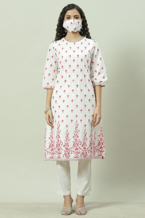 Sky Blue Cotton Straight Kurta image number 3