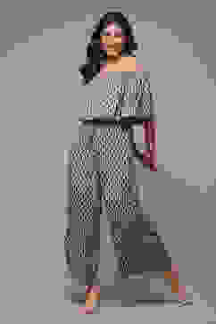 Navy LIVA Printed Jumpsuit image number 0