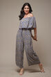 Navy LIVA Printed Jumpsuit