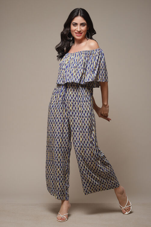 Navy LIVA Printed Jumpsuit image number 0