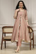 Natural White Chanderi Anarkali Dyed Fusion Set image number 0