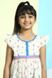 Cream Cotton A-Line Printed Dress image number 1