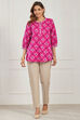 Pink Cotton Straight Kurta image number 5