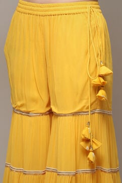 Yellow Art Silk Straight Kurta Garara Suit Set image number 6