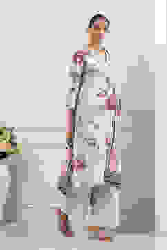 Beige Cotton Floral Printed Straight Suit Set image number 5