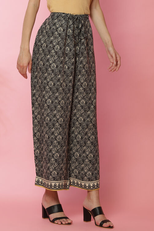 Black Viscose Palazzo Pants image number 2