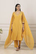 Yellow Minimal Embroidered Straight Suit Set