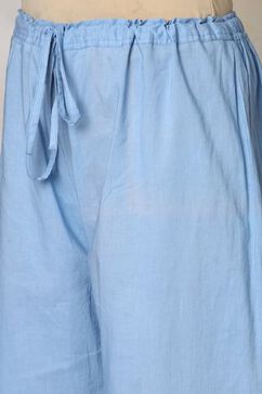 Light Blue Cotton Straight Kurta Palazzo Suit Set image number 2